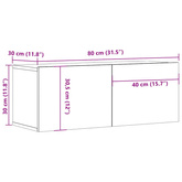 Ścienne szafki TV, 2 szt., białe, 80x30x30 cm
