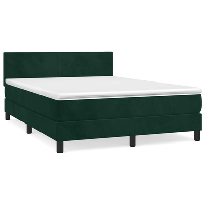 vidaXL Łóżko kontynentalne z materacem, zielone, aksamit, 140x190 cm model standard