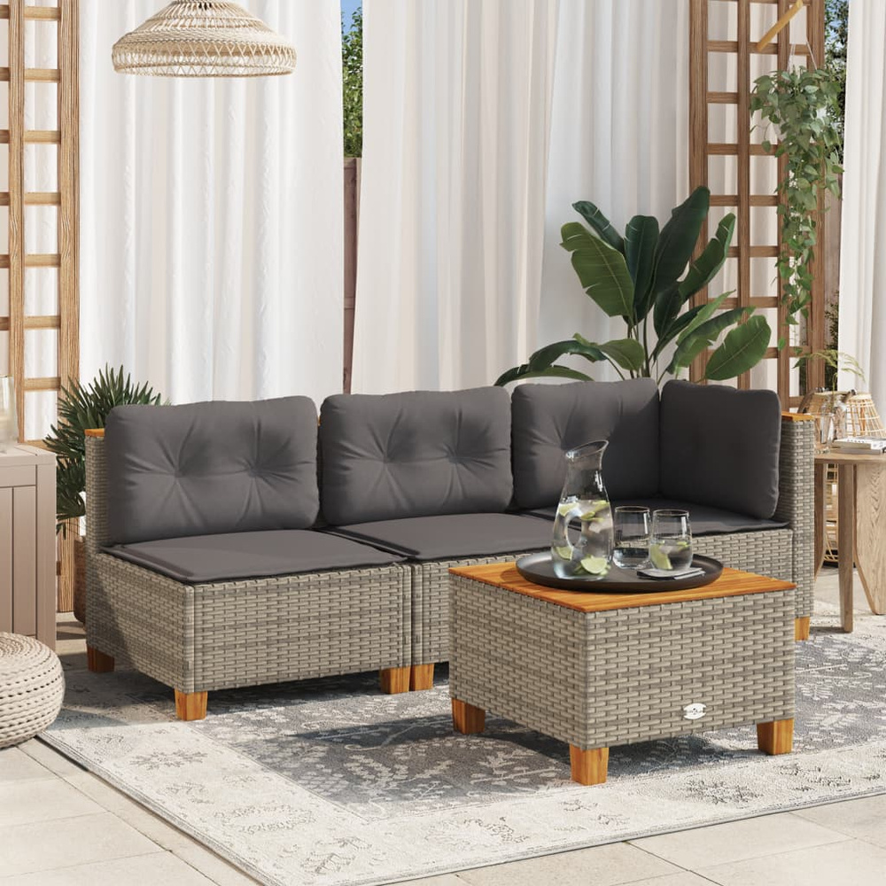 3-osobowa sofa ogrodowa z poduszkami, szara, polirattan model standard