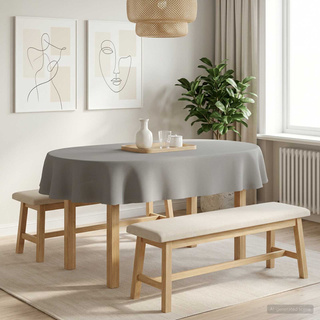 Obrus stołowy 5 szt. Owalny jasnoszary 160 x 220 cm Poliester