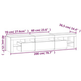 vidaXL Szafka pod TV z oświetleniem LED, opalany dąb 200x36,5x40 cm