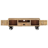 vidaXL Szafka pod TV na kółkach, 110x30x37 cm, surowe drewno mango
