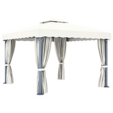 vidaXL Altana ogrodowa z zasłonami, 3 x 3 m, kremowa, aluminium