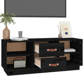 vidaXL Szafka pod TV, czarna, 100x34x40 cm, lite drewno sosnowe