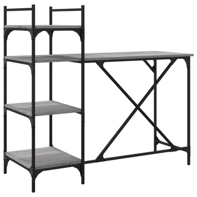 vidaXL Biurko komputerowe z półkami, szary dąb sonoma, 120x47x109 cm