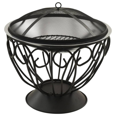 vidaXL Palenisko i grill 2-w-1, z pogrzebaczem, 59x59x60 cm, stal