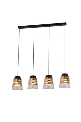 Lampa wisząca czarno-złota szkło 4xE27 Fresno