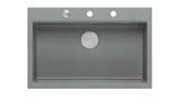 Zlewozmywak granitowy MARC 1-komorowy 76x50 cm szary/silver stone + elementy stal szlachetna