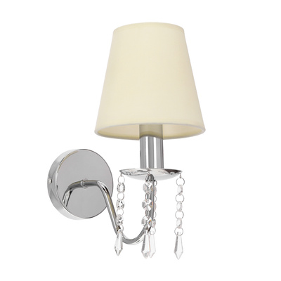 Kinkiet chromowy /beżowy abażur z kryształkami 40W Ruti Candellux 21-58706