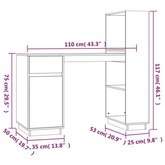 vidaXL Biurko, 110x50x75 cm, lite drewno sosnowe