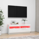 Szafka TV z oświetleniem LED, biel z połyskiem, 100x35x40 cm