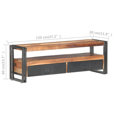 vidaXL Szafka pod TV 120x30x40 cm, lite drewno stylizowane na sheesham