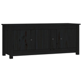 Szafka na buty, czarna, 110x38x45,5 cm, lite drewno sosnowe