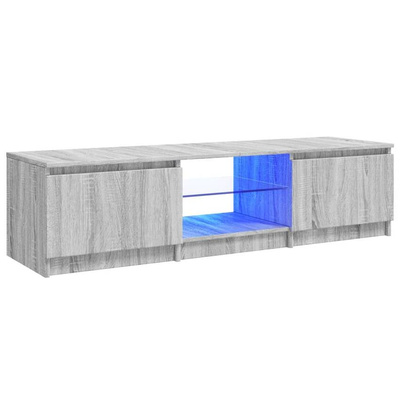vidaXL Szafka pod TV, z LED, szary dąb sonoma, 140x40x35,5 cm