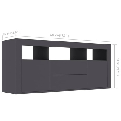 vidaXL Szafka pod TV, szara, 120x30x50 cm, materiał drewnopochodny