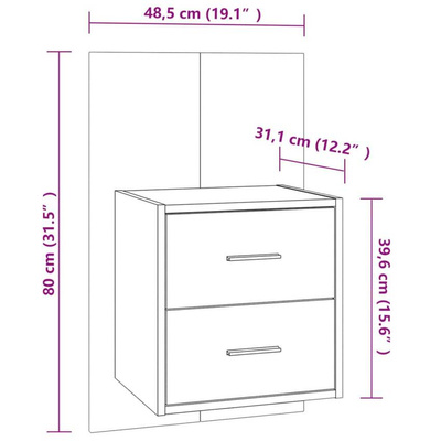 vidaXL Wiszące szafki nocne, 2 szt., opalany dąb model standard