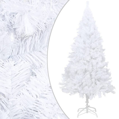vidaXL Sztuczna choinka z lampkami i bombkami, biała, 120 cm, PVC model standard
