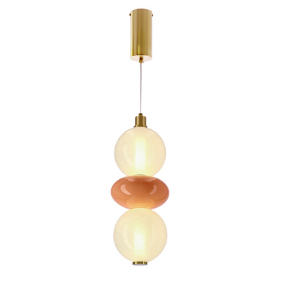 FLORES lampa wisząca mosiężny+brązowy 12W LED 3000K klosz biały