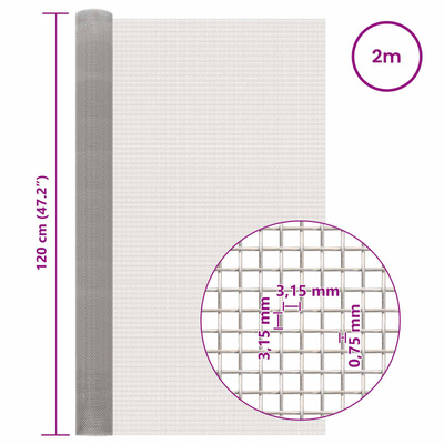 Siatka ekranowa 120 x 200 cm 6 Mesh Stal nierdzewna 201 srebrny