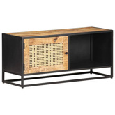vidaXL Szafka pod TV, 90x30x40 cm, drewno mango i naturalna trzcina