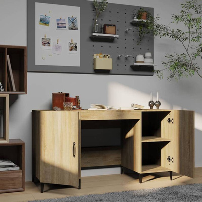 vidaXL Biurko, dąb sonoma, 140x50x75 cm, materiał drewnopochodny wariant 5