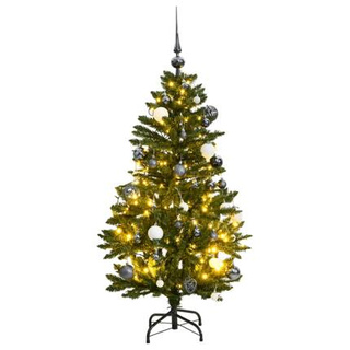 vidaXL Sztuczna choinka na zawiasach, 150 lampek LED i bombki, 120 cm