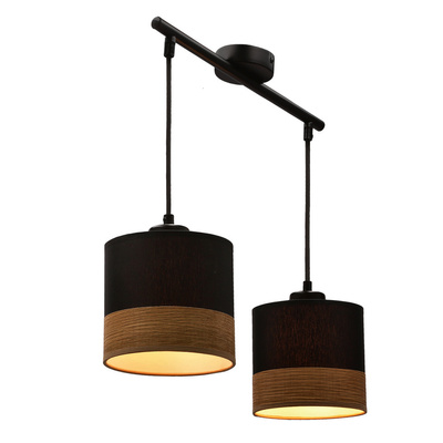 Porto lampa wisząca czarny 2x60w e27 abażur czarny+fornir