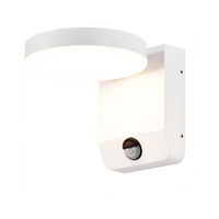 17W Lampa ścienna LED z czujnikiem ruchu / Barwa:3000K / Obudowa: Biała / Okrągła