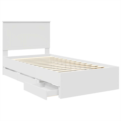 Ramka łóżka z szufladą Biały 100 x 200 cm Drewno inżynieryjne