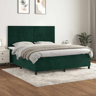 vidaXL Łóżko kontynentalne z materacem, ciemnozielone, 160x200 cm wariant 10