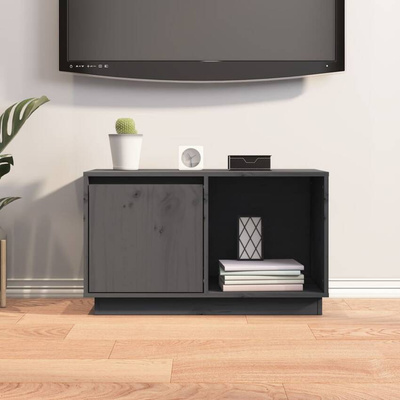 vidaXL Szafka pod TV, szara, 74x35x44 cm, lite drewno sosnowe