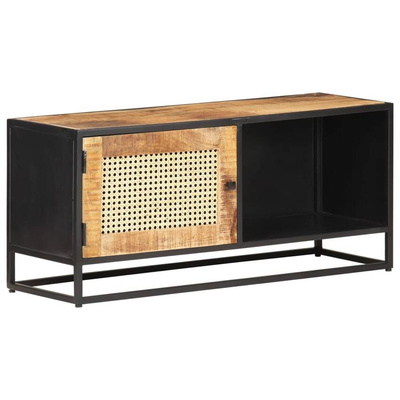 vidaXL Szafka pod TV, 90x30x40 cm, drewno mango i naturalna trzcina