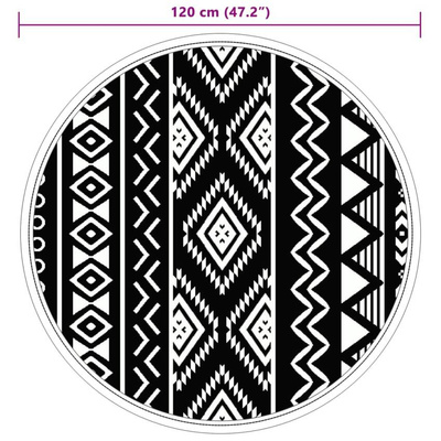 vidaXL Dywan na zewnątrz, czarny, Ø120 cm, PP