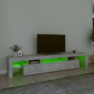 vidaXL Szafka pod TV z oświetleniem LED, szarość betonu 215x36,5x40 cm