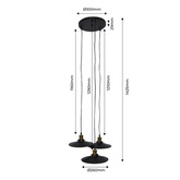 Lampa Wisząca Retro Loft Czarno złota 3xE27 26cm Abruzzo Teo