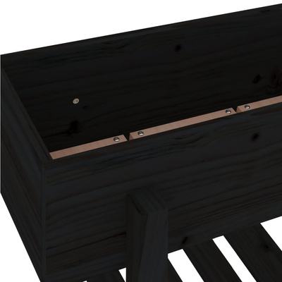 vidaXL Donica ogrodowa, czarna, 62x30x69 cm, lite drewno sosnowe