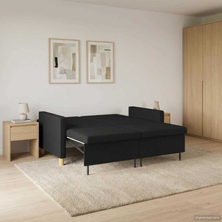 Rozkładana sofa Czarny tkanina