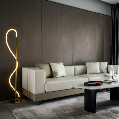 Nowoczesna Lampa podłogowa Złota LED 30W 3000K Abruzzo Spirali