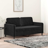 Sofa 2-osobowa, czarna, 140 cm, tapicerowana aksamitem