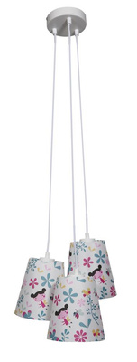 Lampa wisząca z abażurami Girl potrójna do pokoju dziecięcego wielokolorowa