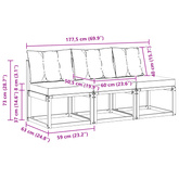 3 szt. Środkowa sofa ogrodowa Biały