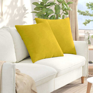 Poduszki na sofę 2 pcs Żółty 80 x 80 cm Tkanina sztruksowa