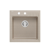 Zlewozmywak granitowy PETER 110 – jednokomorowy, wpuszczany, pearl beige/elementy stalowe, Quadron