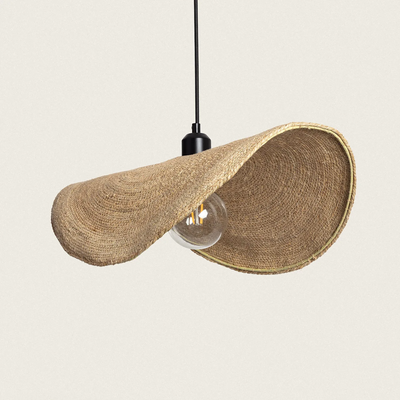Lampa Wisząca Boho Kapelusz z Włókna Naturalnego Abruzzo Eleonora 50cm E27