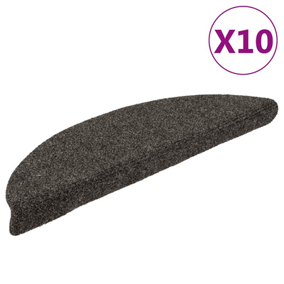 Maty na schody samoprzylepne 10 szt. 56x17x3 cm Antracyt Półokrągłe