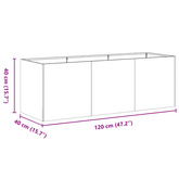 Doniczka Antracyt 120x40x40 cm Stal walcowana na zimno