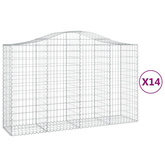 Kosze gabionowe, 14 szt, 200x50x120/140cm, galwanizowane żelazo