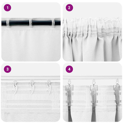 Firany blackout z kółkami 2 pcs Czysta Biała 245 x 140 cm