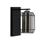 Jonera lampa kinkiet czarny P25 1X40 E27 klosz dymiony 21-08411