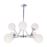 BELWEDER lampa wisząca chromowy 8x40W E14 klosz biały  38-39866